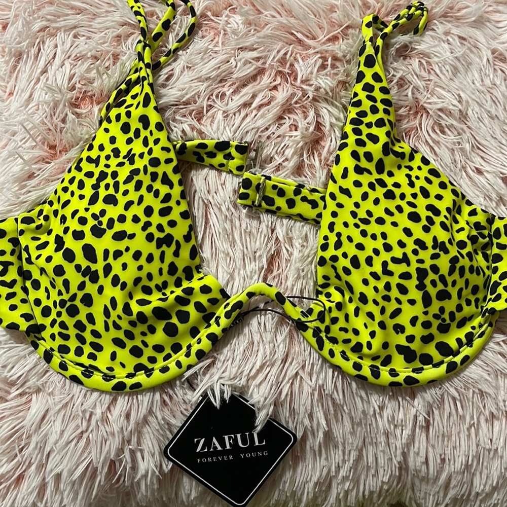 Zaful Lime green and black bathing suit